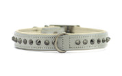 Hand Made Leather Dog Collar - Ruthless Grey & Black (Slim Fit)