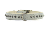 Hand Made Leather Dog Collar - Ruthless Grey & Black (Slim Fit)