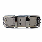 Hand Made Leather Dog Collar - Ruthless Grey & Black (Wide Fit)