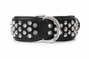 Hand Made Leather Dog Collar Imperial Black Color Wide Fit