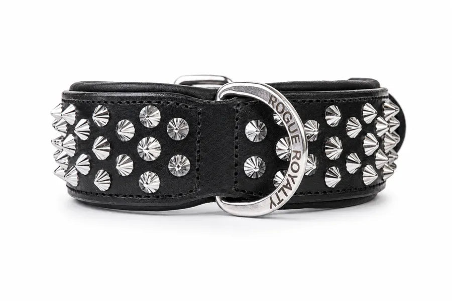 Hand Made Leather Dog Collar Imperial Black Color Wide Fit