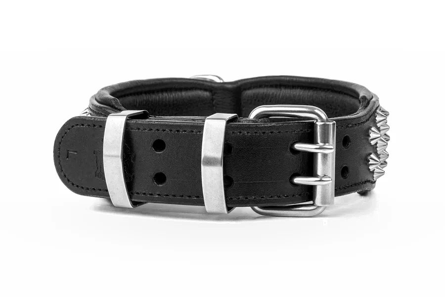 Hand Made Leather Dog Collar Imperial Black Color Wide Fit