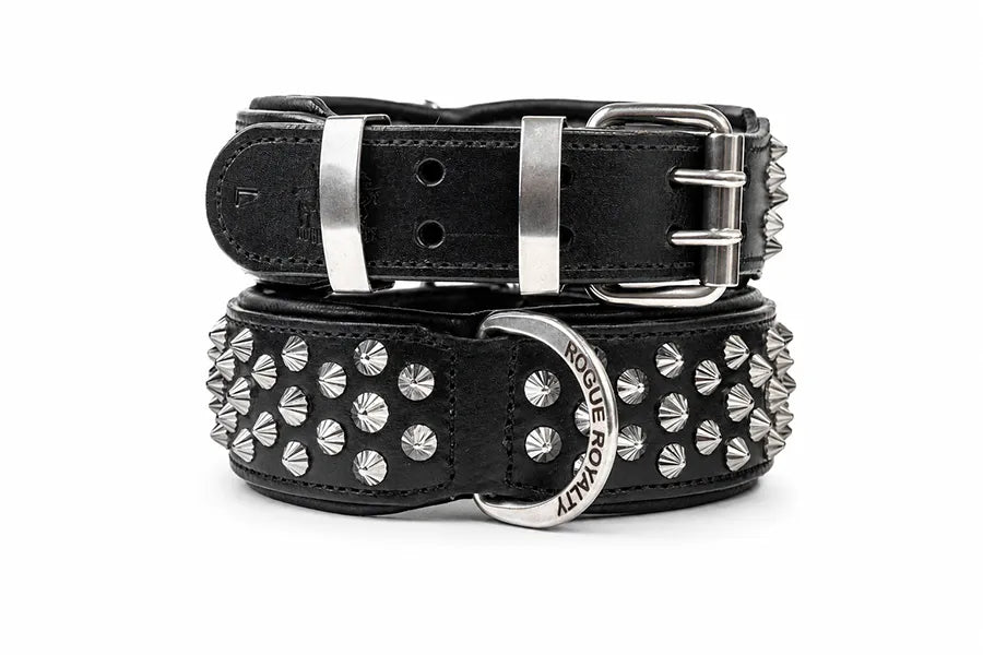 Hand Made Leather Dog Collar Imperial Black Color Wide Fit