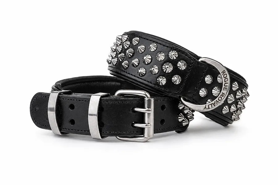 Hand Made Leather Dog Collar Imperial Black Color Wide Fit