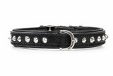Hand Made Leather Dog Collar - Imperial Black & Chrome (Slim Fit)