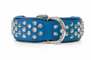 Hand Made Leather Dog Collar  Imperial Blue Color Wide Fit size