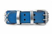 Hand Made Leather Dog Collar  Imperial Blue Color Wide Fit size