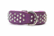 Hand Made Leather Dog Collar - Imperial Purple Wide fit Size