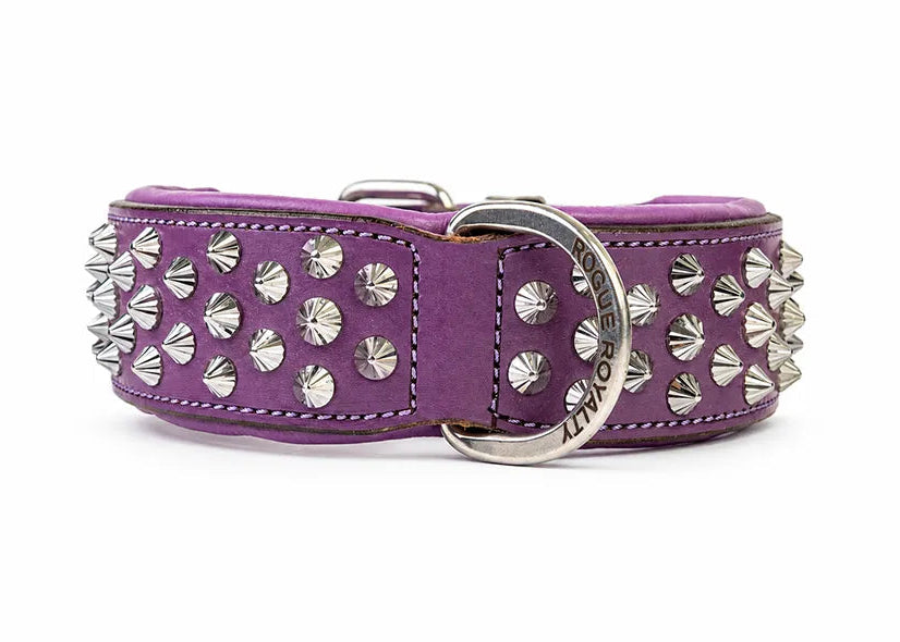 Hand Made Leather Dog Collar - Imperial Purple Wide fit Size