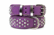Hand Made Leather Dog Collar - Imperial Purple Wide fit Size