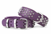 Hand Made Leather Dog Collar - Imperial Purple Wide fit Size
