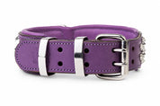 Hand Made Leather Dog Collar - Imperial Purple Wide fit Size