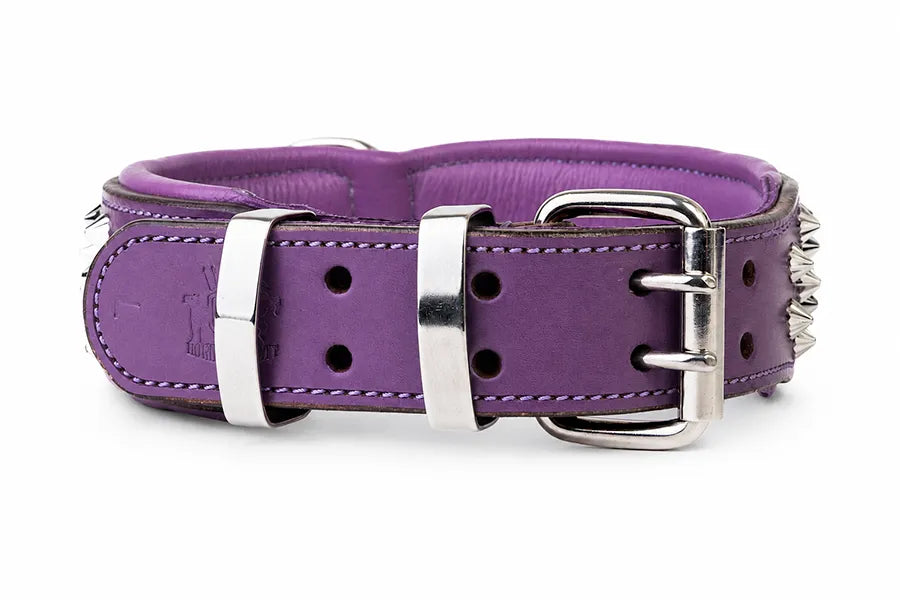Hand Made Leather Dog Collar - Imperial Purple Wide fit Size