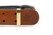Hand Made Leather Dog Collar - Brown Color, Brass Metal and Wide Fit Size
