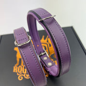 Full view Purple Leather Dog Collar