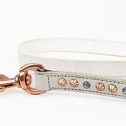 LEATHER DOG LEASH - ICED OUT ROSE GOLD (Slim)