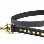 Leather Dog Leash - Ruthless Black & Brass Slim