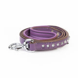 Leather Dog Leash - Imperial Purple & Chrome Leash (Slimline)