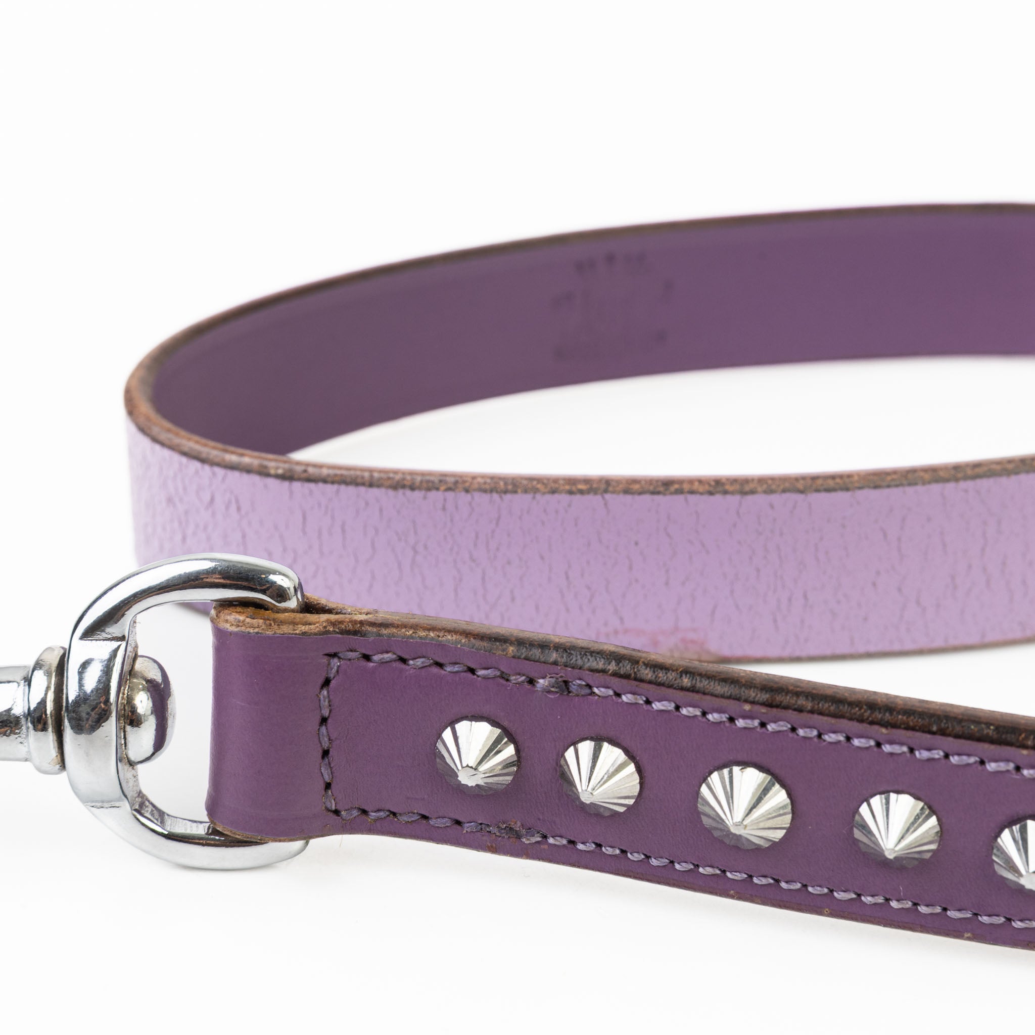 Leather Dog Leash - Imperial Purple & Chrome Leash (Slimline)