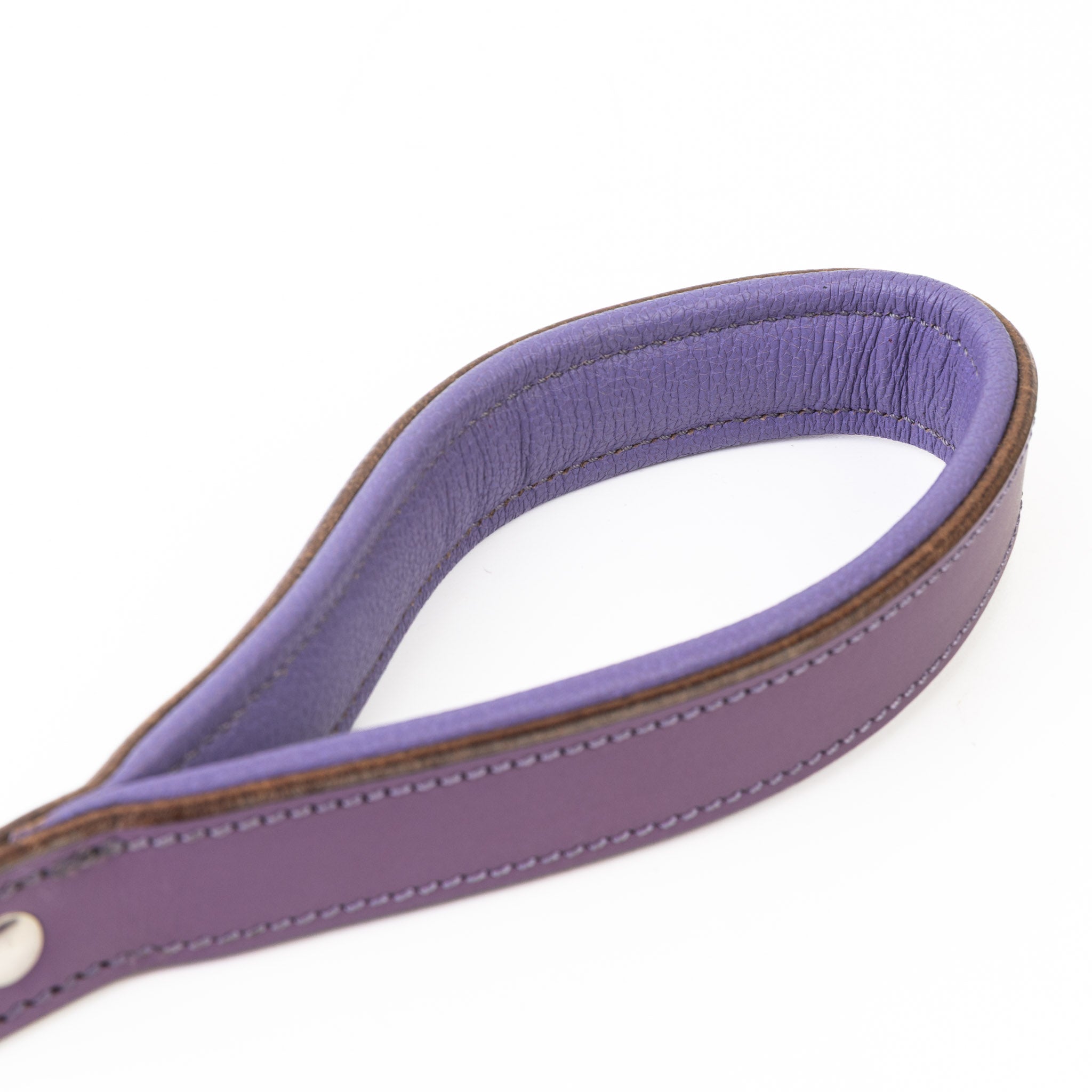 Leather Dog Leash - Imperial Purple & Chrome Leash (Slimline)