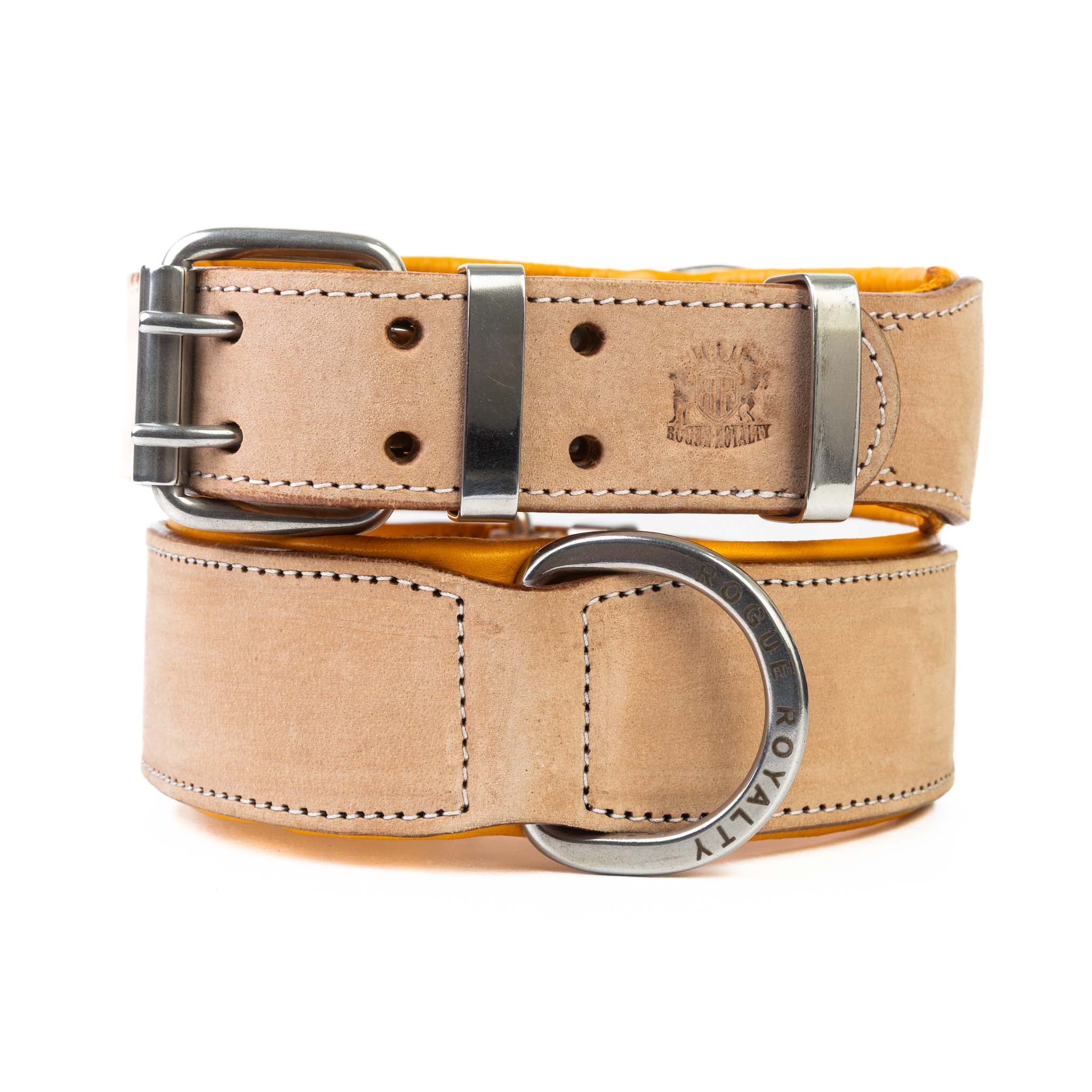 Hand Made Leather Dog Collar - Classic Buckskin (Wide Fit)