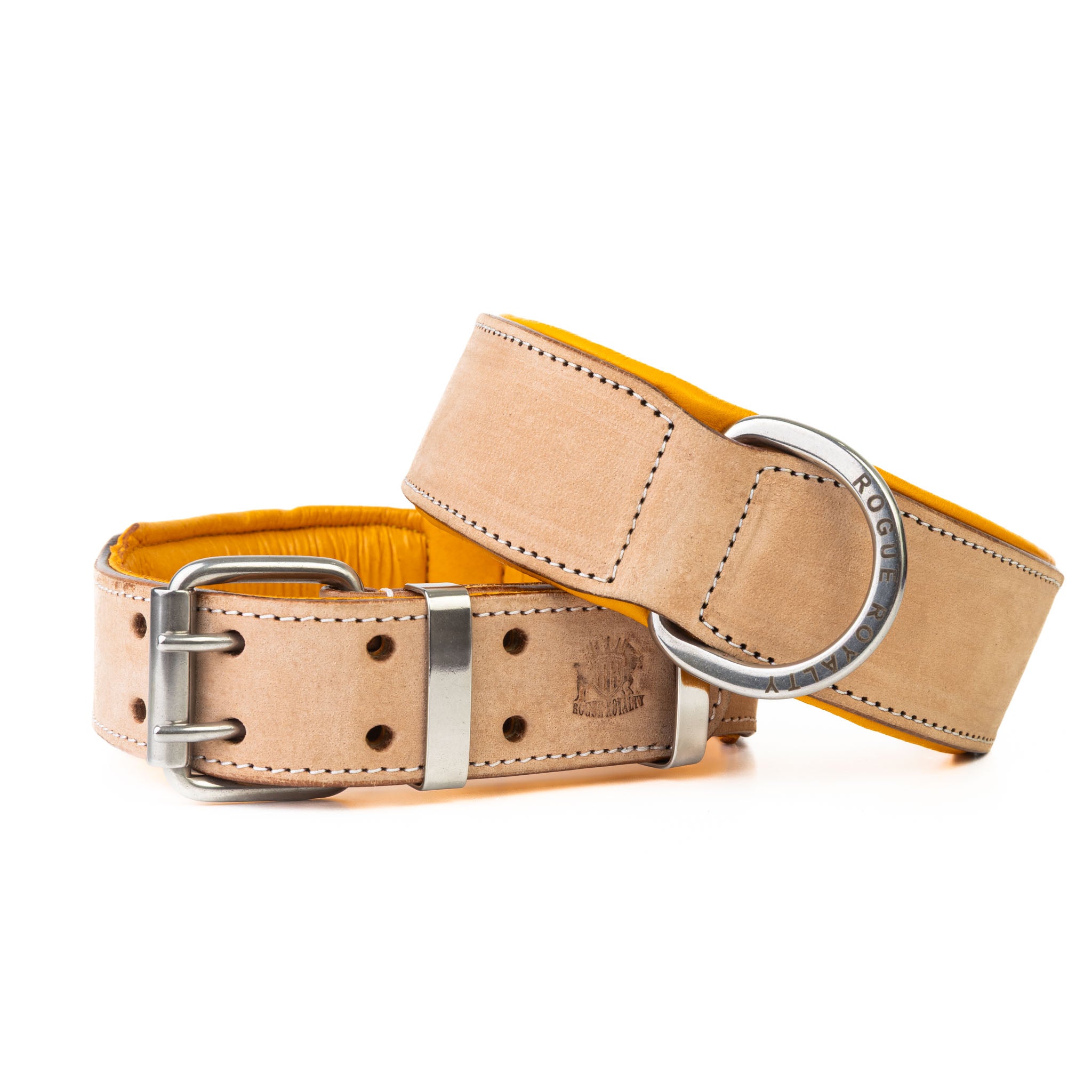 Hand Made Leather Dog Collar - Classic Buckskin (Wide Fit)