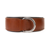 Hand Made Leather Dog Collar - Classic Brown and Chrome (Wide Fit)