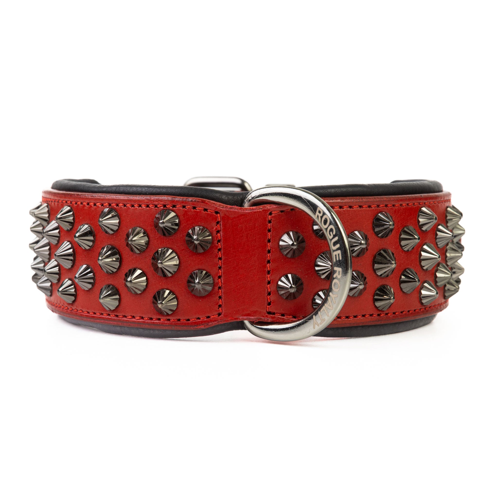 Hand Made Leather Dog Collar - Ruthless Red & Black (Wide Fit)