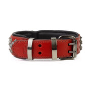 Hand Made Leather Dog Collar - Ruthless Red & Black (Wide Fit)