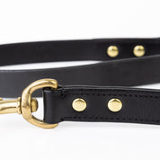Leather Dog Leash  - Hand Made Black & Brass