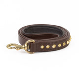 Leather Dog Leash - Ruthless Brown & Brass - Slimline