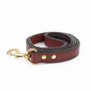 Leather Dog leash - Cherry & Brass