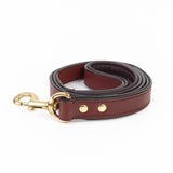 Leather Dog leash - Cherry & Brass