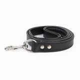 Leather Dog Leash - Black & Chrome