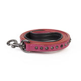 Leather Dog Leash - Ruthless Pink & Black Slimline