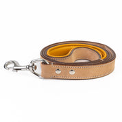 Leather Dog Leash - Buckskin & Chrome