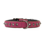 Hand Made Leather Dog Collar - Ruthless Pink & Black (Slim Fit)