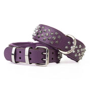 Hand Made Leather Dog Collar - Imperial Purple & Chrome (Wide Fit)