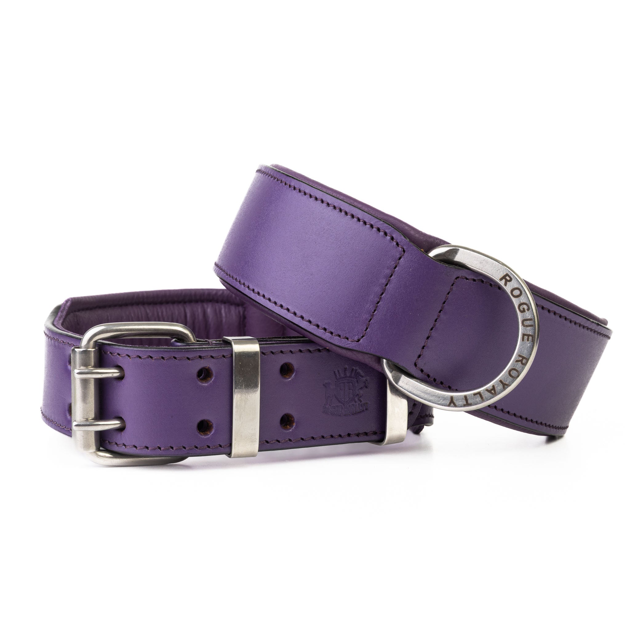 Hand Made Leather Dog Collar - Classic Purple (Wide Fit)