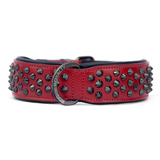 Hand Made Leather Dog Collar - Ruthless Red & Black (Wide Fit)