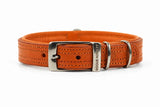 Hand Made Leather Dog Collar - Tuscan Orange (Slim Fit)