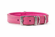 Pink leather dog collar with silver buckle
