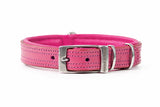 Hand Made Leather Dog Collar - Tuscan Pink (Slim Fit)