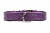 Tuscan Purple leather dog collar with silver buckle
