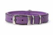 Tuscan Purple leather dog collar with silver buckle
