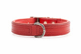 Hand Made Leather Dog Collar - Tuscan Red (Slim Fit)