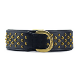 Hand Made Leather Dog Collar - RuffNeck Black & Brass (Wide Fit)