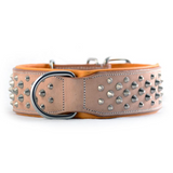 Hand Made Leather Dog Collar - Buckskin Rogue "RuffNeck" Studded (Wide Fit)