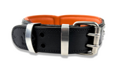 Hand Made Leather Dog Collar - Rogue Rider | Orange & Black