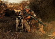 Large strong anti-poaching training dog wearing black Supatuff dog harness